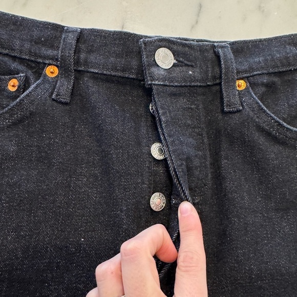 Re Done- Dark Wash Denim 90s High Rise Loose Straight Leg Jeans - Picture 6 of 7